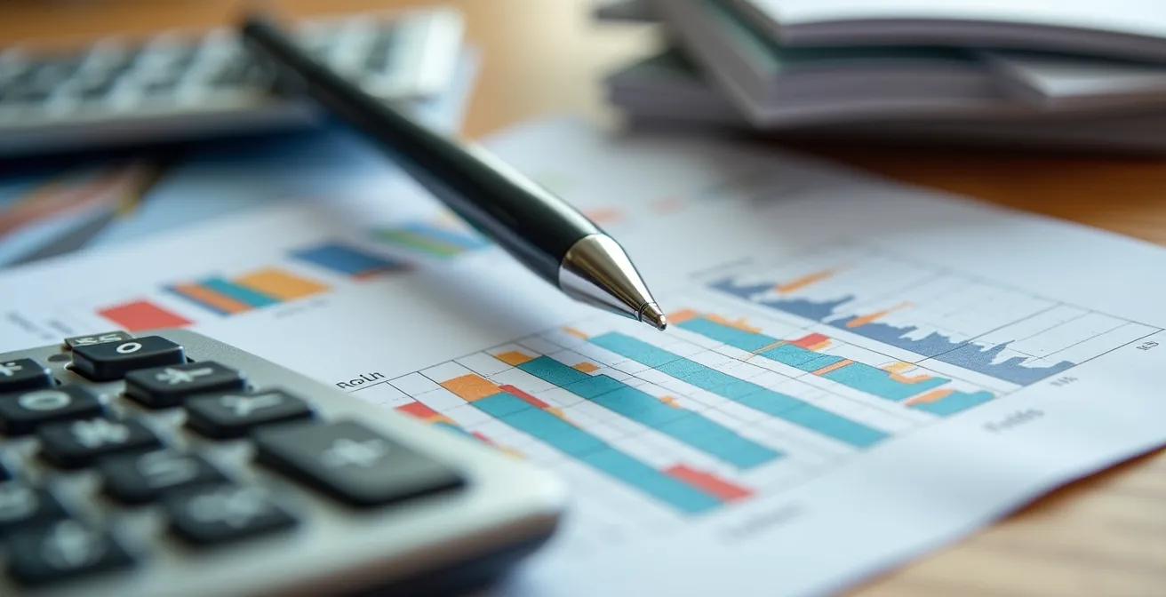 Analyse détaillée des coûts cachés dans le tourisme avec calculatrice et documents financiers sur bureau