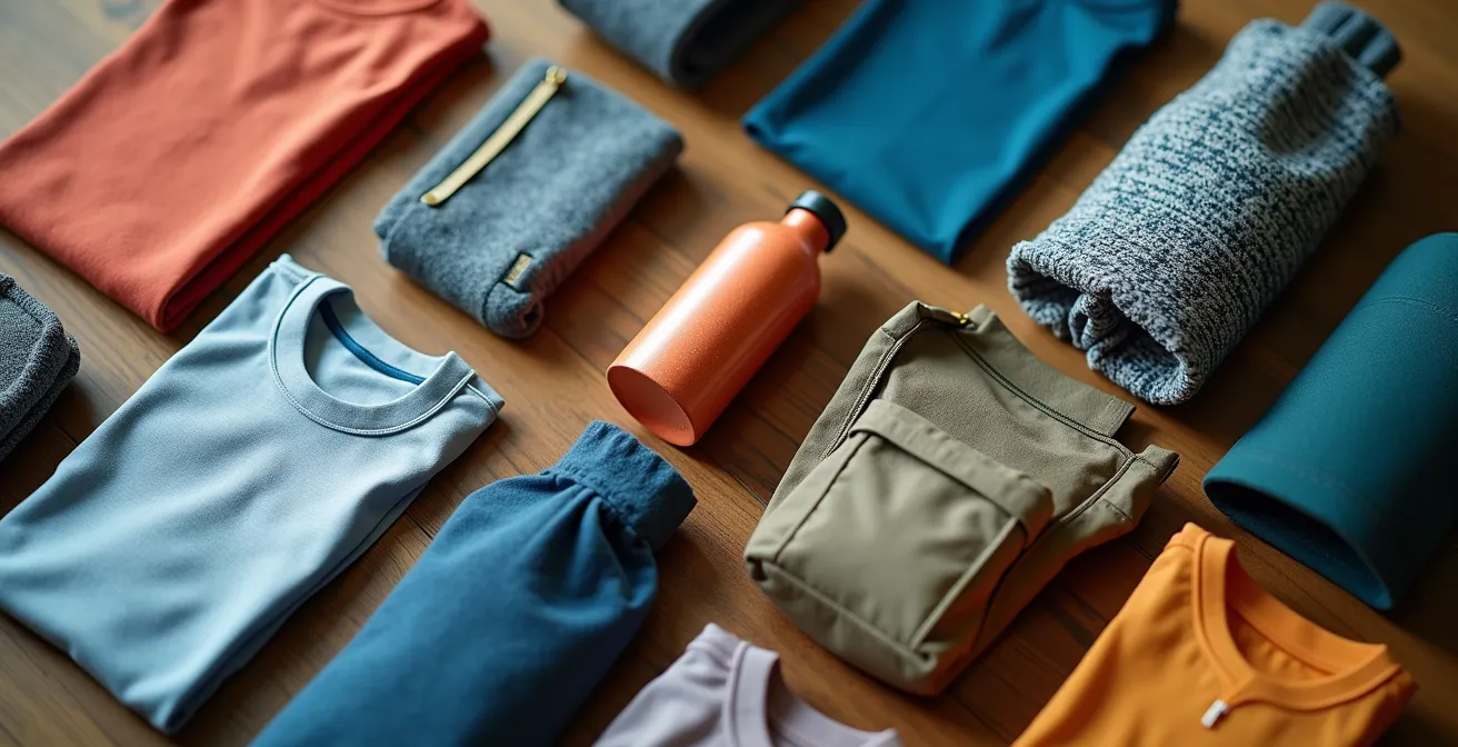 Vue macro de produits promotionnels touristiques avec système de classification visible