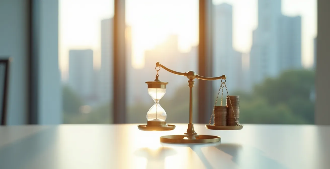 Balance symbolique entre stratégie d'investissement à long terme et trading actif